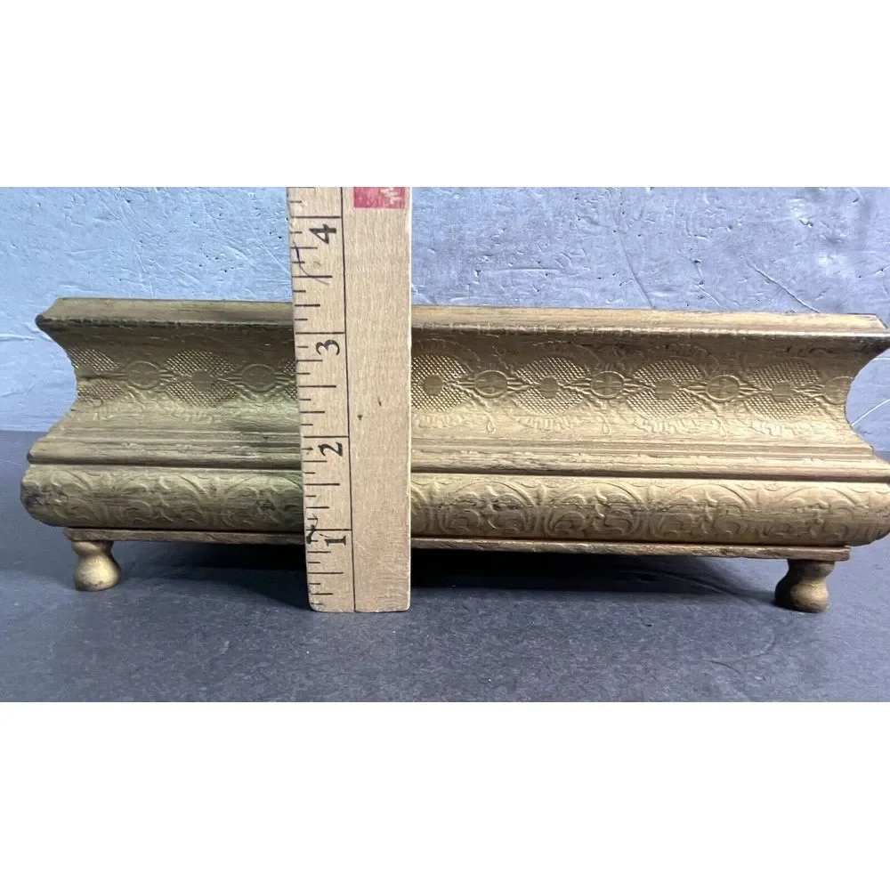 Vintage Wood Jewelry Box Gold Tone Trim Vanity Trinket Keepsake Box‎